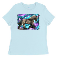 Baby Blue black unicorn Ladies Tee - LillyAllenDesigns