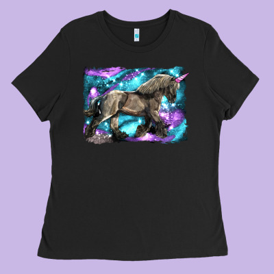 Black Unicorn Ladies Tee Designed By Lillyallendesigns