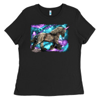 Black black unicorn Ladies Tee - LillyAllenDesigns
