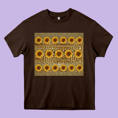 Leopard Glitter Sunflower Tumbler Heavy Core Tee Designed By Jasminsmagicworld