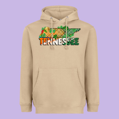 Tennessee Map St Patricks Day Heavyweight Hoodie Designed By Fadigitalartstudio
