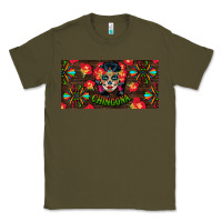 Army Green Chingona Sugar Skull License Plate Classic Tee - BundleAndBundleShop