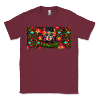 Burgundy Chingona Sugar Skull License Plate Classic Tee - BundleAndBundleShop