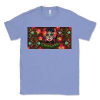 Colony Blue Chingona Sugar Skull License Plate Classic Tee - BundleAndBundleShop
