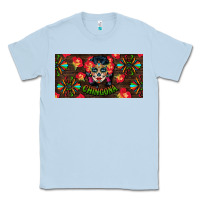 Dusty Blue Chingona Sugar Skull License Plate Classic Tee - BundleAndBundleShop