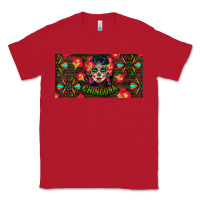 Red Chingona Sugar Skull License Plate Classic Tee - BundleAndBundleShop