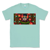 Seafoam Chingona Sugar Skull License Plate Classic Tee - BundleAndBundleShop