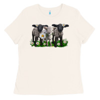 Bone baby sheeps with daisies Ladies Tee - LillyAllenDesigns
