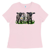 Bubblegum Pink baby sheeps with daisies Ladies Tee - LillyAllenDesigns