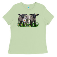 Matcha baby sheeps with daisies Ladies Tee - LillyAllenDesigns