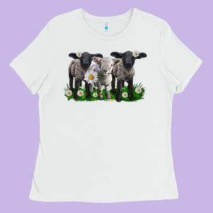 Baby Sheeps With Daisies Ladies Tee Designed By Lillyallendesigns
