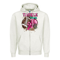 Oatmeal Heather Tackle Cancer Zipper Hoodie - HowdyJamesFarm