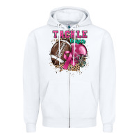 White Tackle Cancer Zipper Hoodie - HowdyJamesFarm