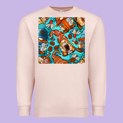 Coffee And Barista Gnomes With Glitter Seamless Pattern Bbs Premium Sweatshirt Designed By Bundleandbundleshop