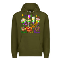 Army Green drink drank drunk mardi gras wine glasses olivia Premium Hoodie - OliviaCreatesArt