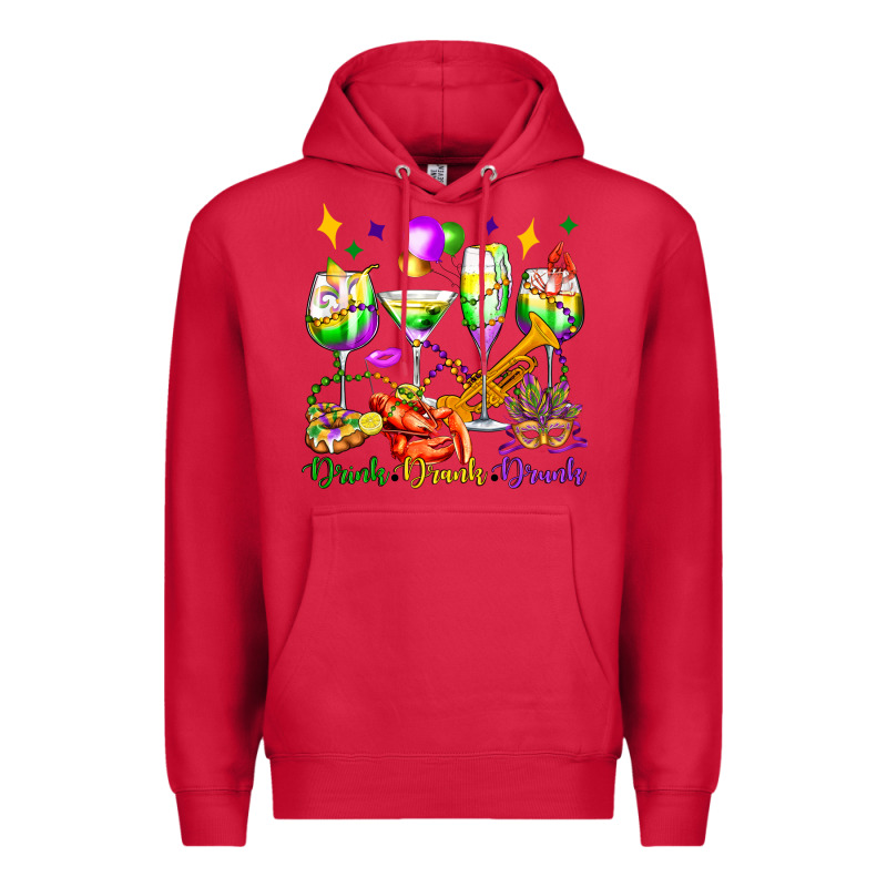 Drink Drank Drunk Mardi Gras Wine Glasses Olivia Premium Hoodie by OliviaCreatesArt | Teevron