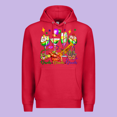 Drink Drank Drunk Mardi Gras Wine Glasses Olivia Premium Hoodie Designed By Oliviacreatesart