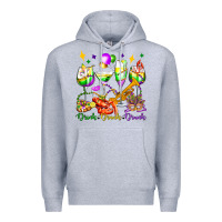 Heather Grey drink drank drunk mardi gras wine glasses olivia Premium Hoodie - OliviaCreatesArt