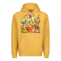 Mustard drink drank drunk mardi gras wine glasses olivia Premium Hoodie - OliviaCreatesArt