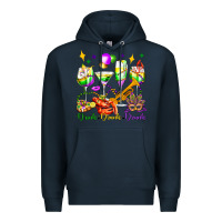 Navy drink drank drunk mardi gras wine glasses olivia Premium Hoodie - OliviaCreatesArt