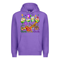 Purple drink drank drunk mardi gras wine glasses olivia Premium Hoodie - OliviaCreatesArt