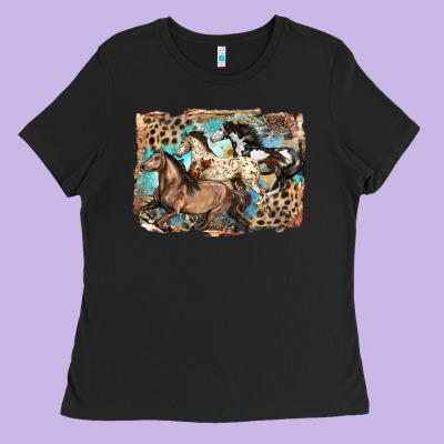 3 Western Horses Running Free Ladies Tee Designed By Lillyallendesigns