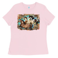 Bubblegum Pink 3 western horses running free Ladies Tee - LillyAllenDesigns