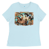 Baby Blue 3 western horses running free Ladies Tee - LillyAllenDesigns