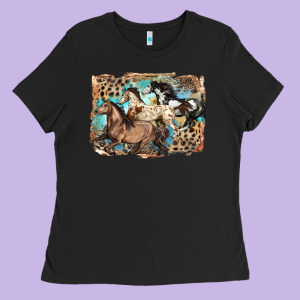 3 Western Horses Running Free Ladies Tee Designed By Lillyallendesigns