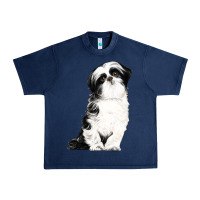 Navy shih tzu dog Urban Heavy Tee - LillyAllenDesigns