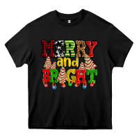 Black merry and bright with christmas tree  cakes ado Heavy Core Tee - AdoDesignShop