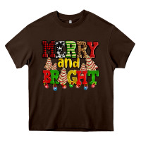 Chocolate Brown merry and bright with christmas tree  cakes ado Heavy Core Tee - AdoDesignShop