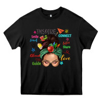 Black Teacher messy bun caucasian Heavy Core Tee - NancyCooperArtShop