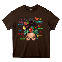 Chocolate Brown Teacher messy bun caucasian Heavy Core Tee - NancyCooperArtShop