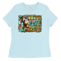 Baby Blue live love ride horse Ladies Tee - LillyAllenDesigns