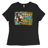 Black live love ride horse Ladies Tee - LillyAllenDesigns