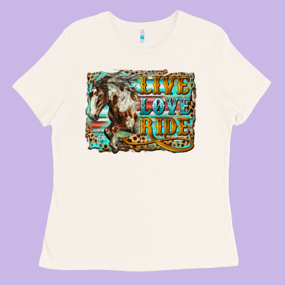Live Love Ride Horse Ladies Tee Designed By Lillyallendesigns
