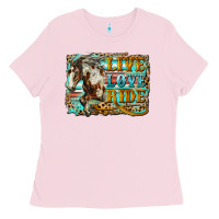 Bubblegum Pink live love ride horse Ladies Tee - LillyAllenDesigns