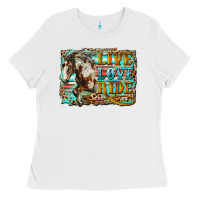 White live love ride horse Ladies Tee - LillyAllenDesigns