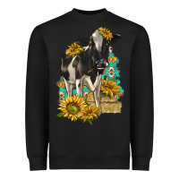 Black Sunflowers Cow Heavyweight Sweatshirt - texasbilliewilder