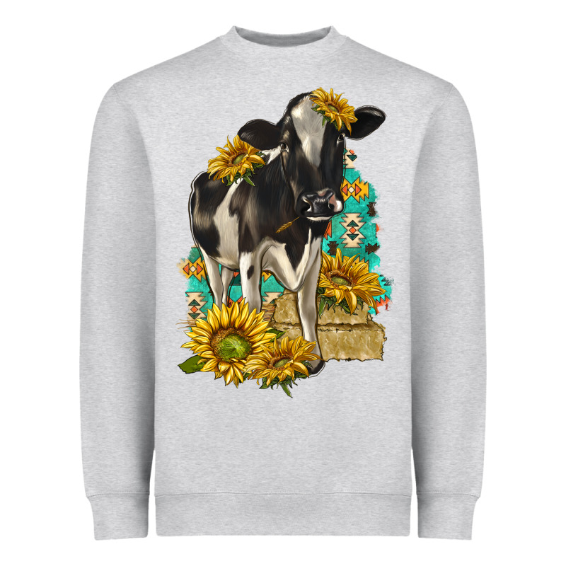 Sunflowers Cow Heavyweight Sweatshirt by texasbilliewilder | Teevron