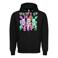 Black What's up peeps Easter bunnies Easter Day Zipper Hoodie - CowGirlArtShop