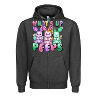 Charcoal Heather What's up peeps Easter bunnies Easter Day Zipper Hoodie - CowGirlArtShop