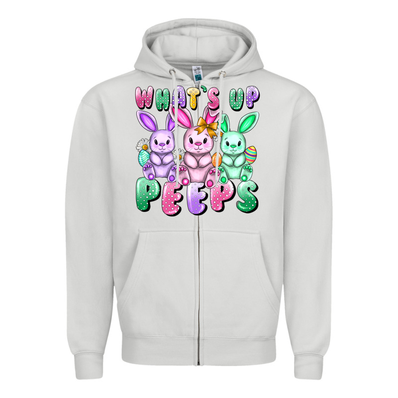 What's Up Peeps Easter Bunnies Easter Day Zipper Hoodie by CowGirlArtShop | Teevron