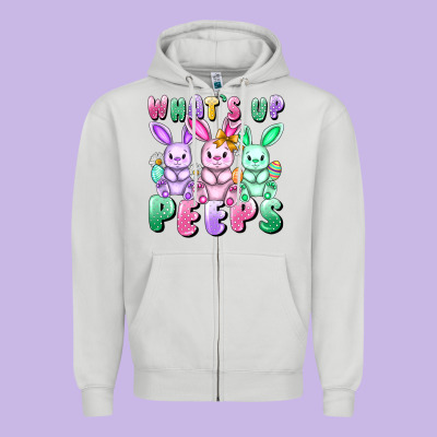 What's Up Peeps Easter Bunnies Easter Day Zipper Hoodie Designed By Cowgirlartshop