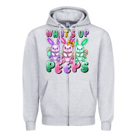 Heather Grey What's up peeps Easter bunnies Easter Day Zipper Hoodie - CowGirlArtShop