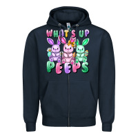 Navy What's up peeps Easter bunnies Easter Day Zipper Hoodie - CowGirlArtShop