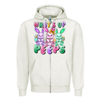 Oatmeal Heather What's up peeps Easter bunnies Easter Day Zipper Hoodie - CowGirlArtShop