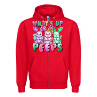 Red What's up peeps Easter bunnies Easter Day Zipper Hoodie - CowGirlArtShop