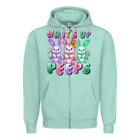 Seafoam What's up peeps Easter bunnies Easter Day Zipper Hoodie - CowGirlArtShop